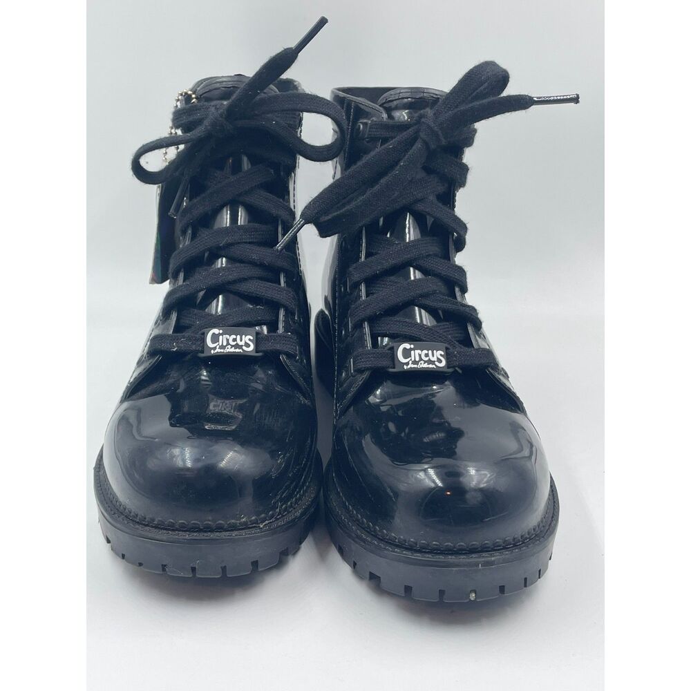 Circus NY Sz 10 by Sam Edelman Black Patent Lace-Up Combat Boots